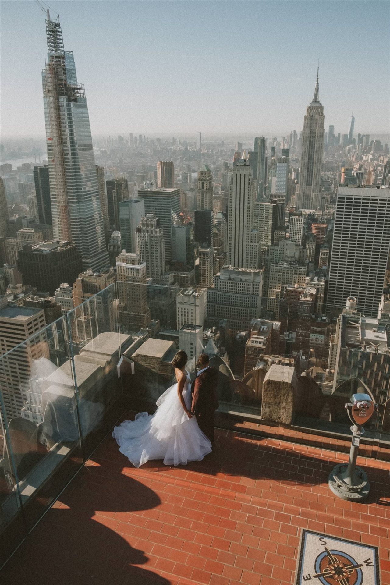 nyc overlook from top of the rock with brides
