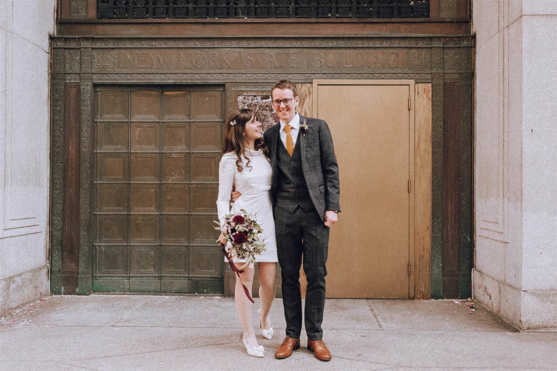 young couple after getting married at nyc city hall
