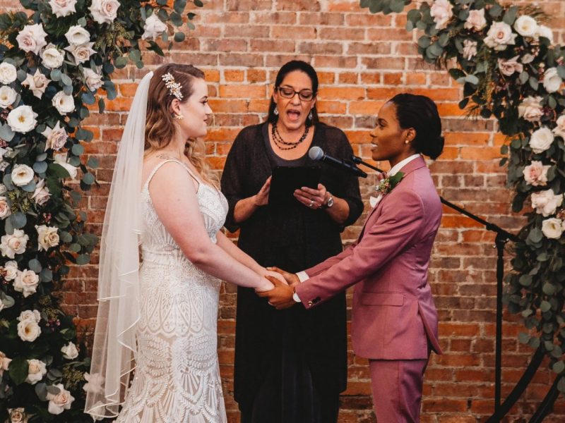 brides getting married in intimate ceremony