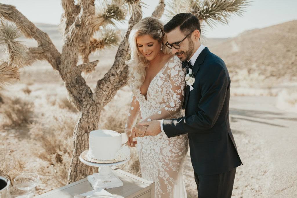 couple cutting their elopement cake