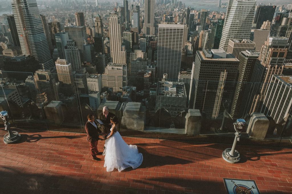jade and shaina nyc top of the rock elopement