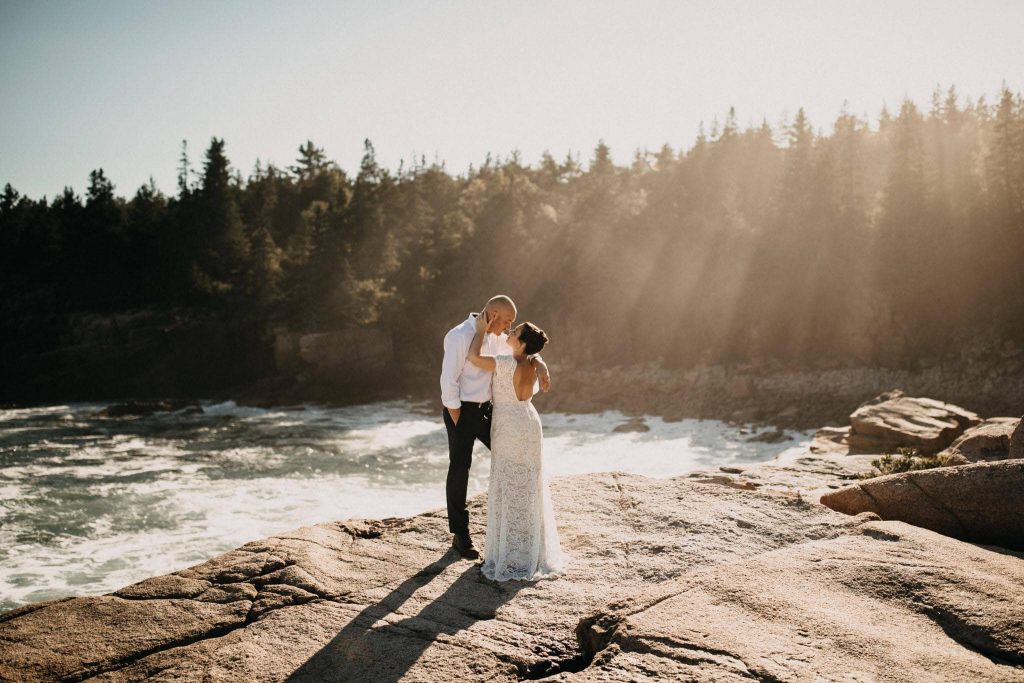 couple getting married in acadia natl park in maine
