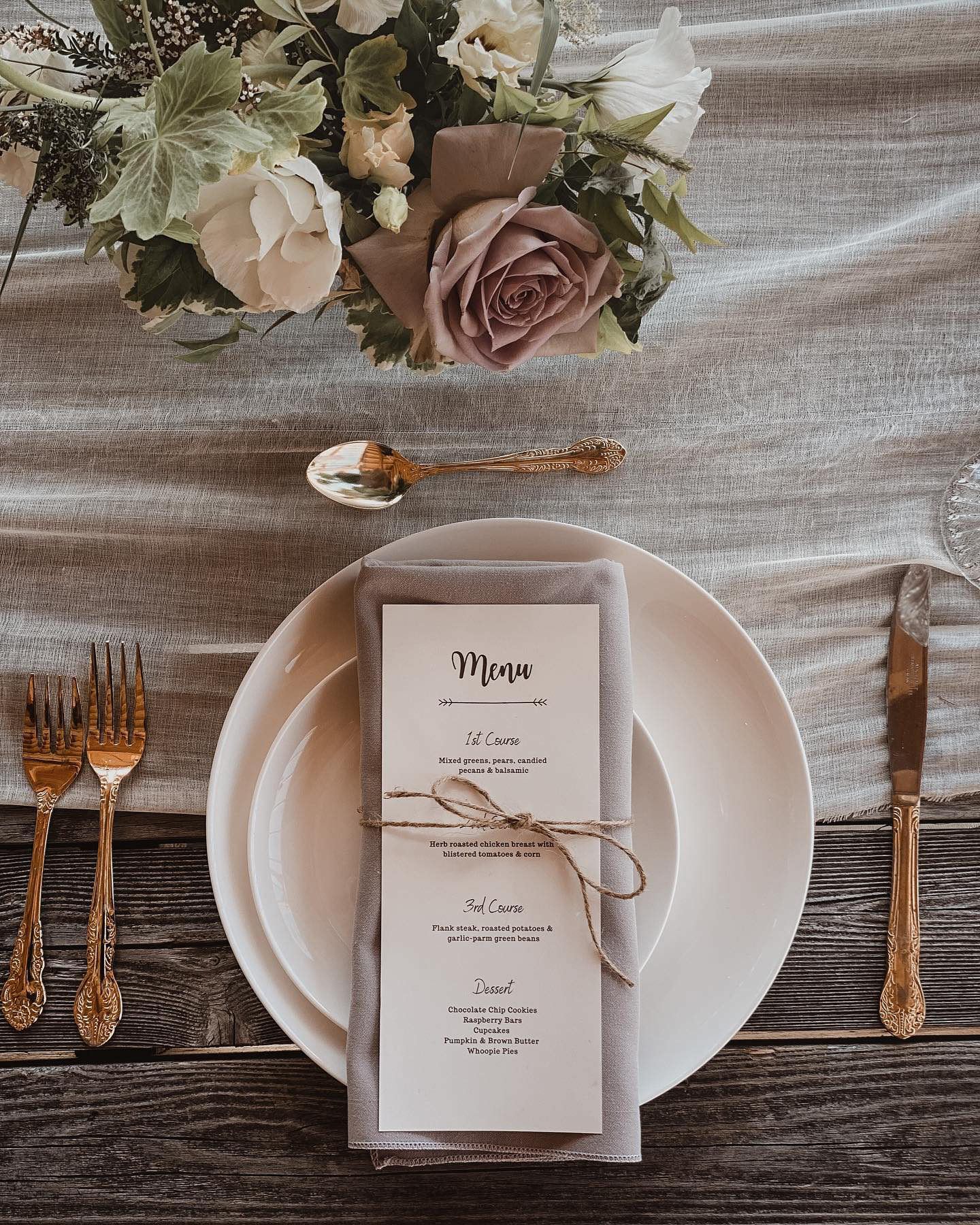 elopement reception tailored wedding menu