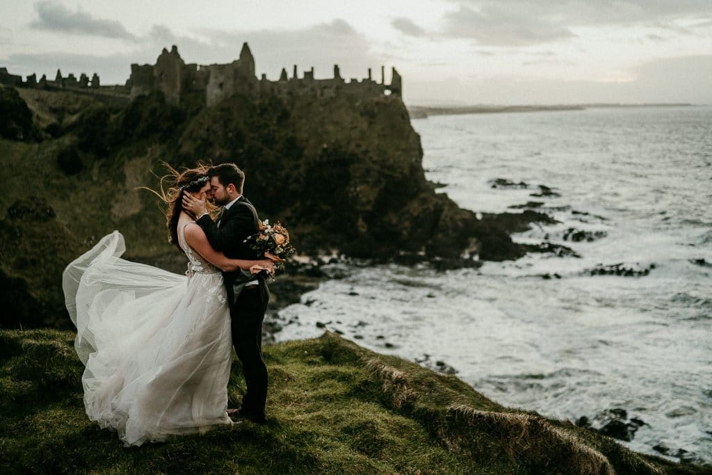 couple eloping on the causway coast in northern ireland