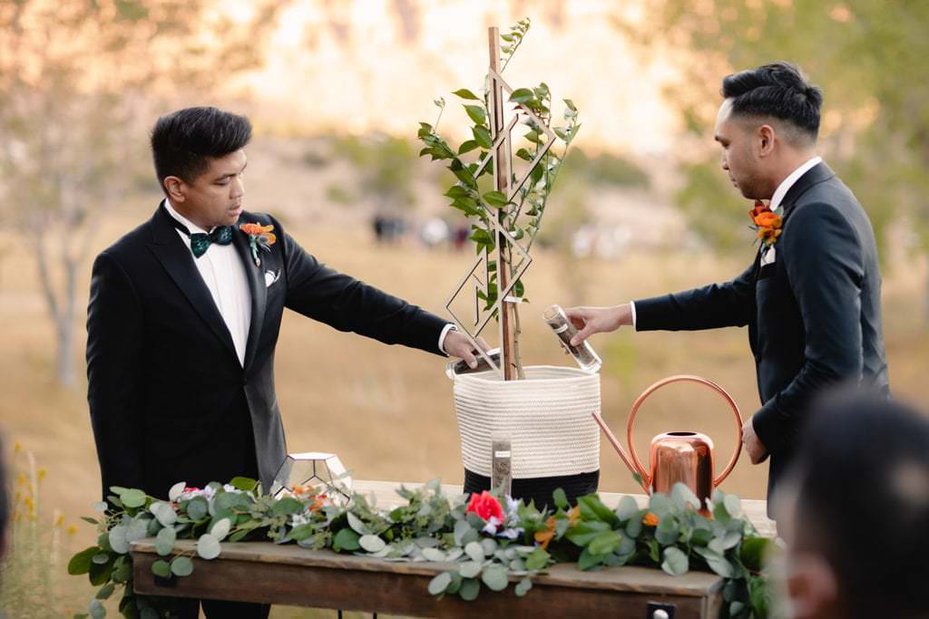 two grooms at lgbt wedding